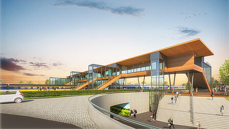 Schets nieuwe loopbrug station Uitgeest
